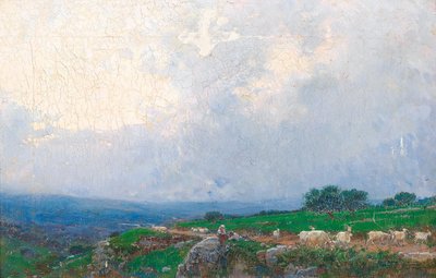 Bergers italiens avec des chèvres dans un paysage ouvert - Mariano Barbasan Lagueruela